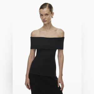 Aritzia Contour Sleeveless Off-Shoulder Top, XL, Black, New with tags